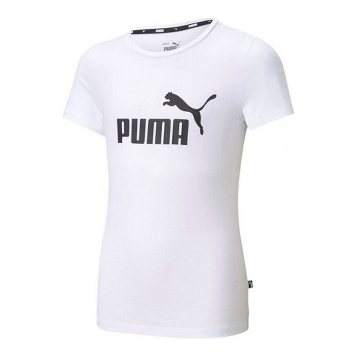 Child's Short Sleeve T-Shirt Puma ESS Logo Tee White 15-16 Years