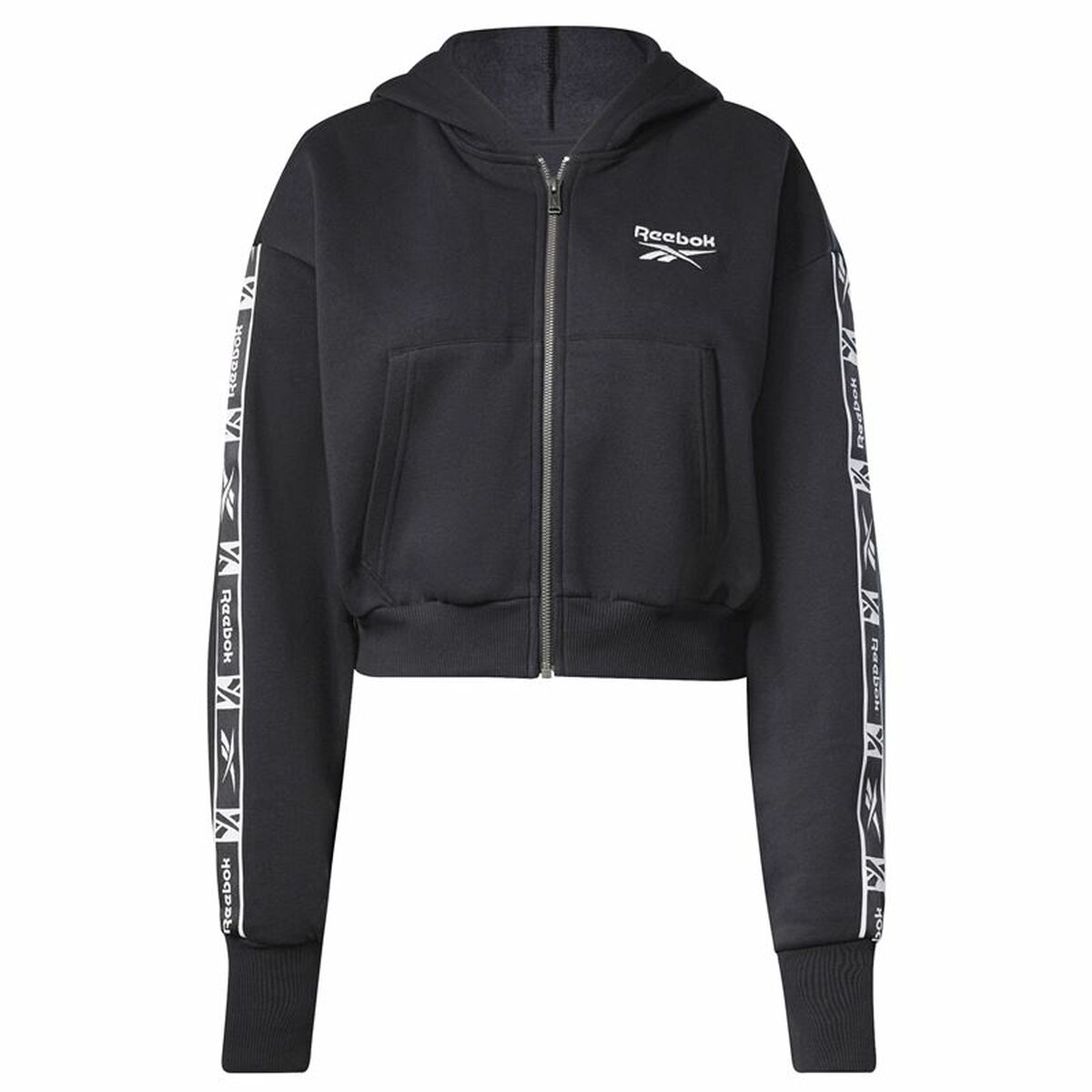 Women's Sports Jacket Reebok Tape Pack Full Zip Black S