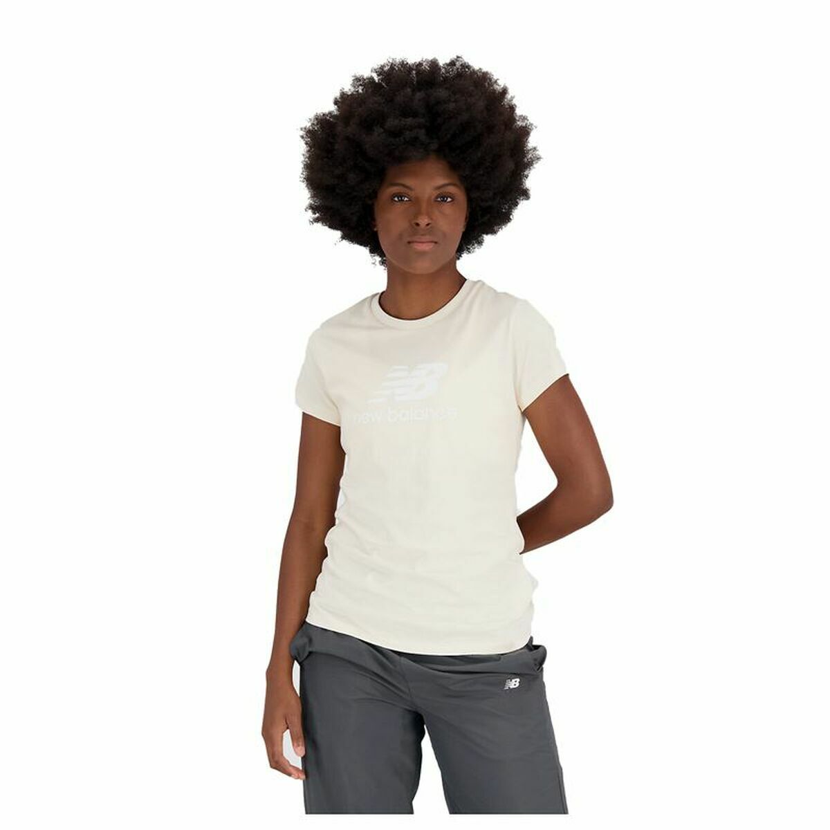 Women’s Short Sleeve T-Shirt New Balance Essentials Beige L