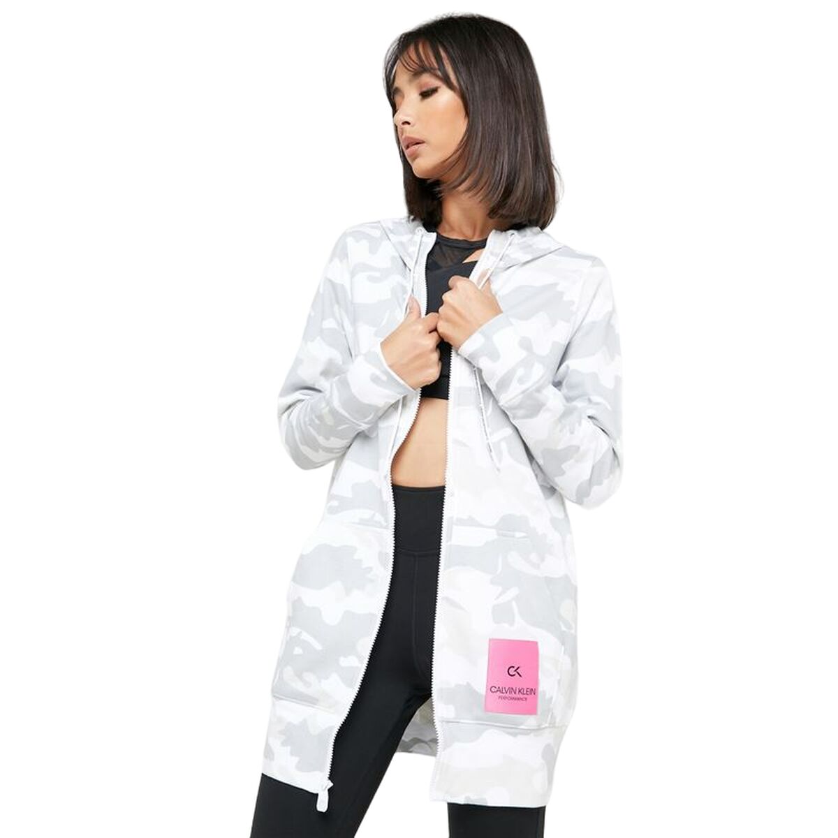 Women's Sports Jacket Calvin Klein Full Zip White L