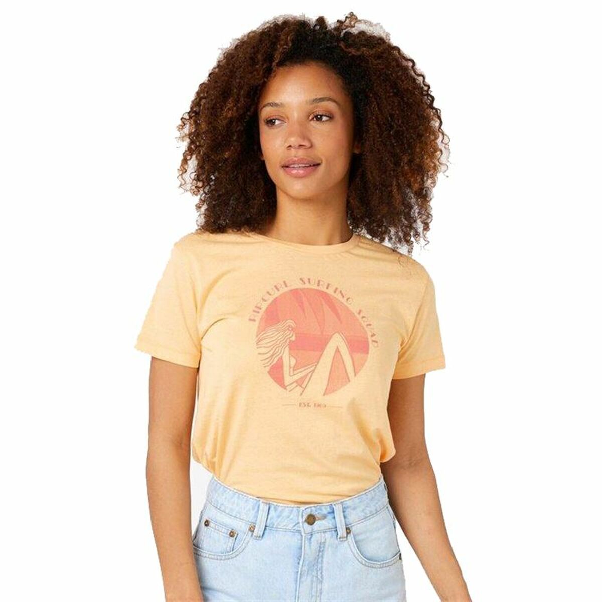 Short Sleeve T-Shirt Rip Curl Re-Entry Crew  Beige S