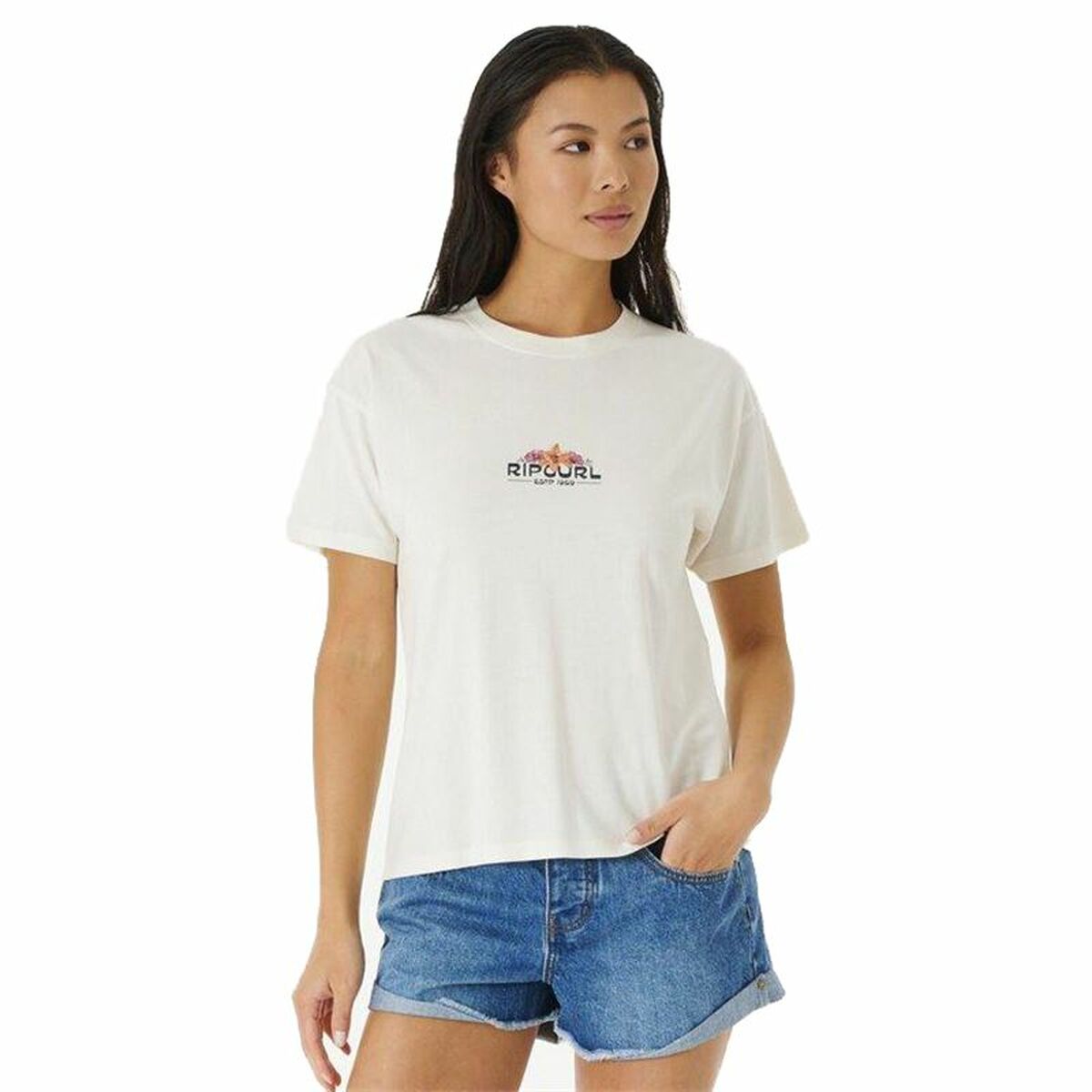 Short Sleeve T-Shirt Rip Curl Sun Relaxed White M