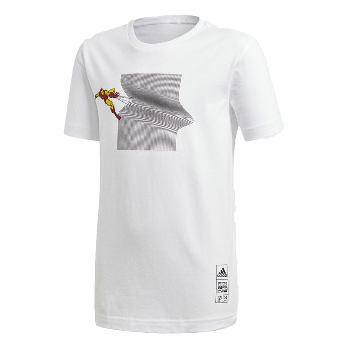 Child's Short Sleeve T-Shirt Adidas Iron Man Graphic White 7-8 Years