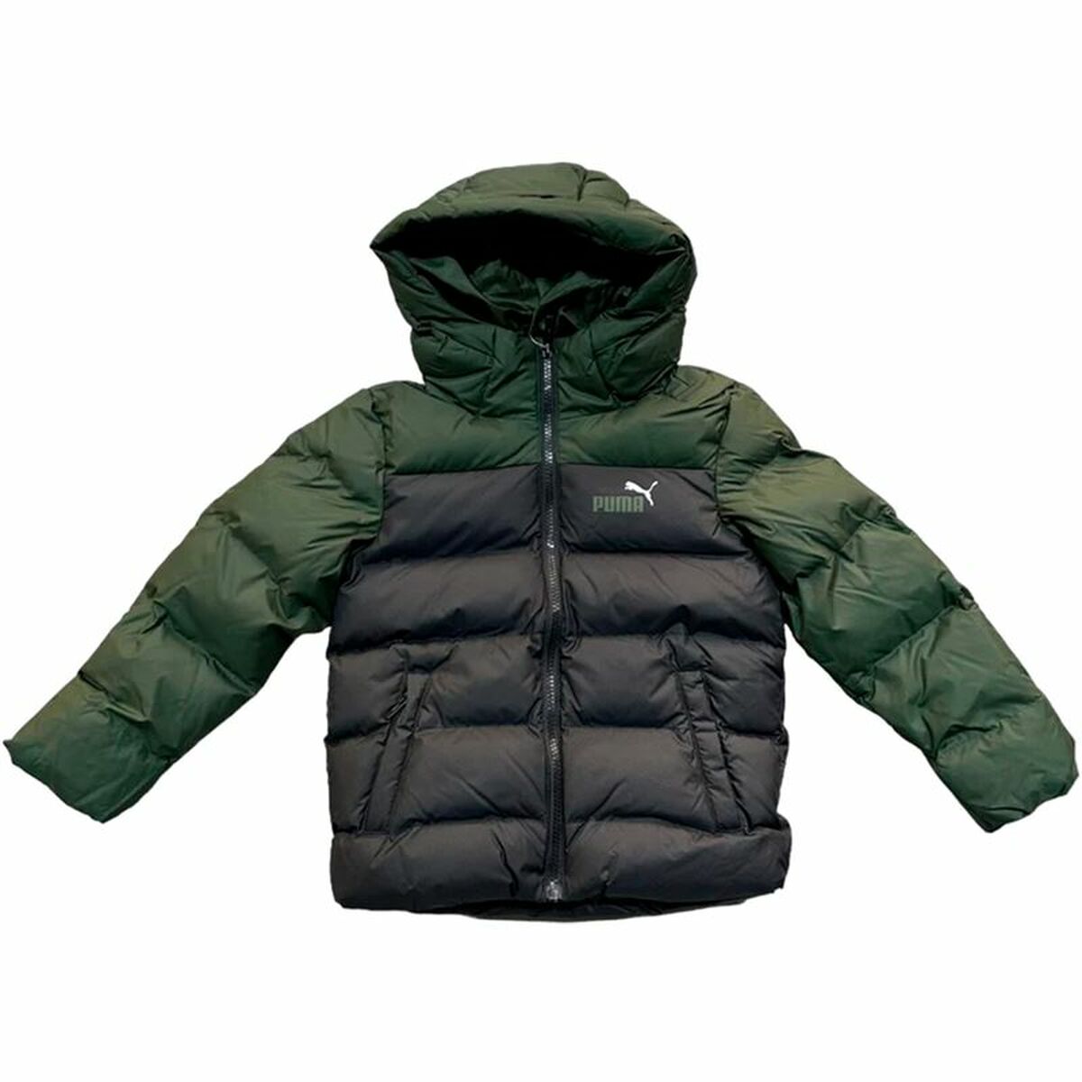 Children's Sports Jacket Puma Colourblock Poly Black/Green 9-10 Years