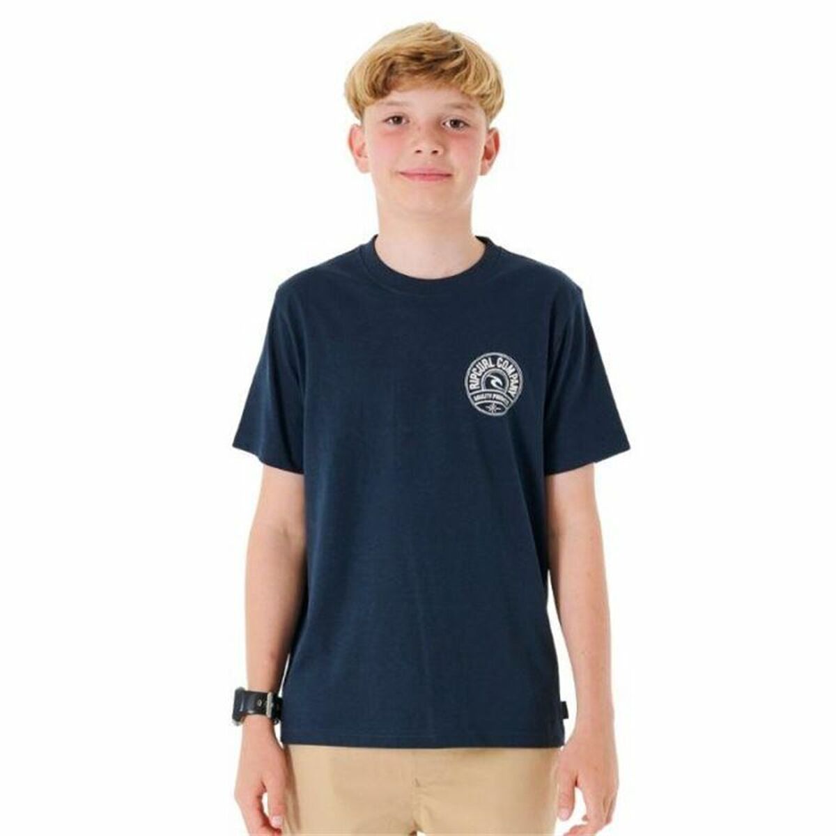 Child's Short Sleeve T-Shirt Rip Curl Stapler Navy Blue 10 Years