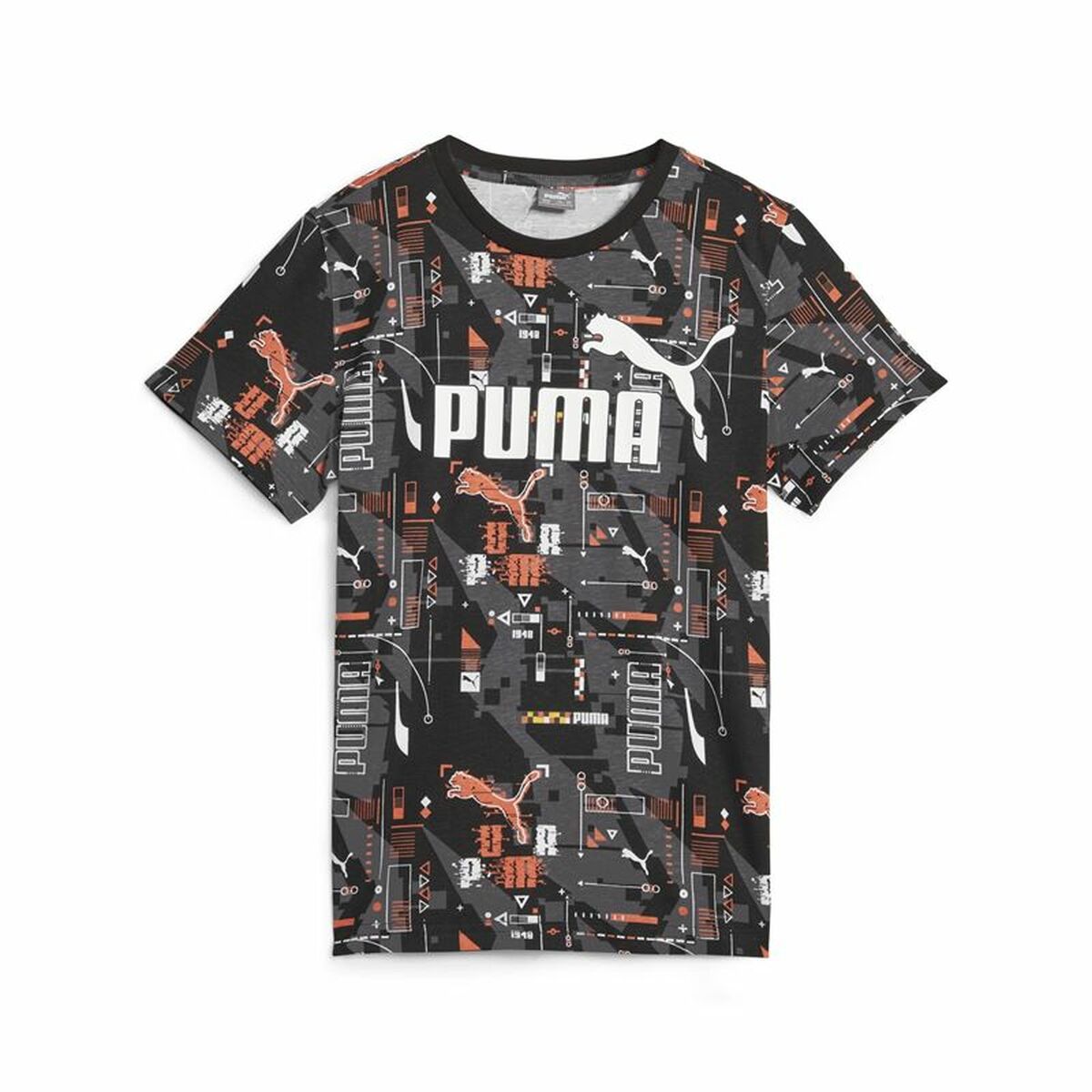 Child's Short Sleeve T-Shirt Puma Ess+ Futureverse Aop Black 9-10 Years