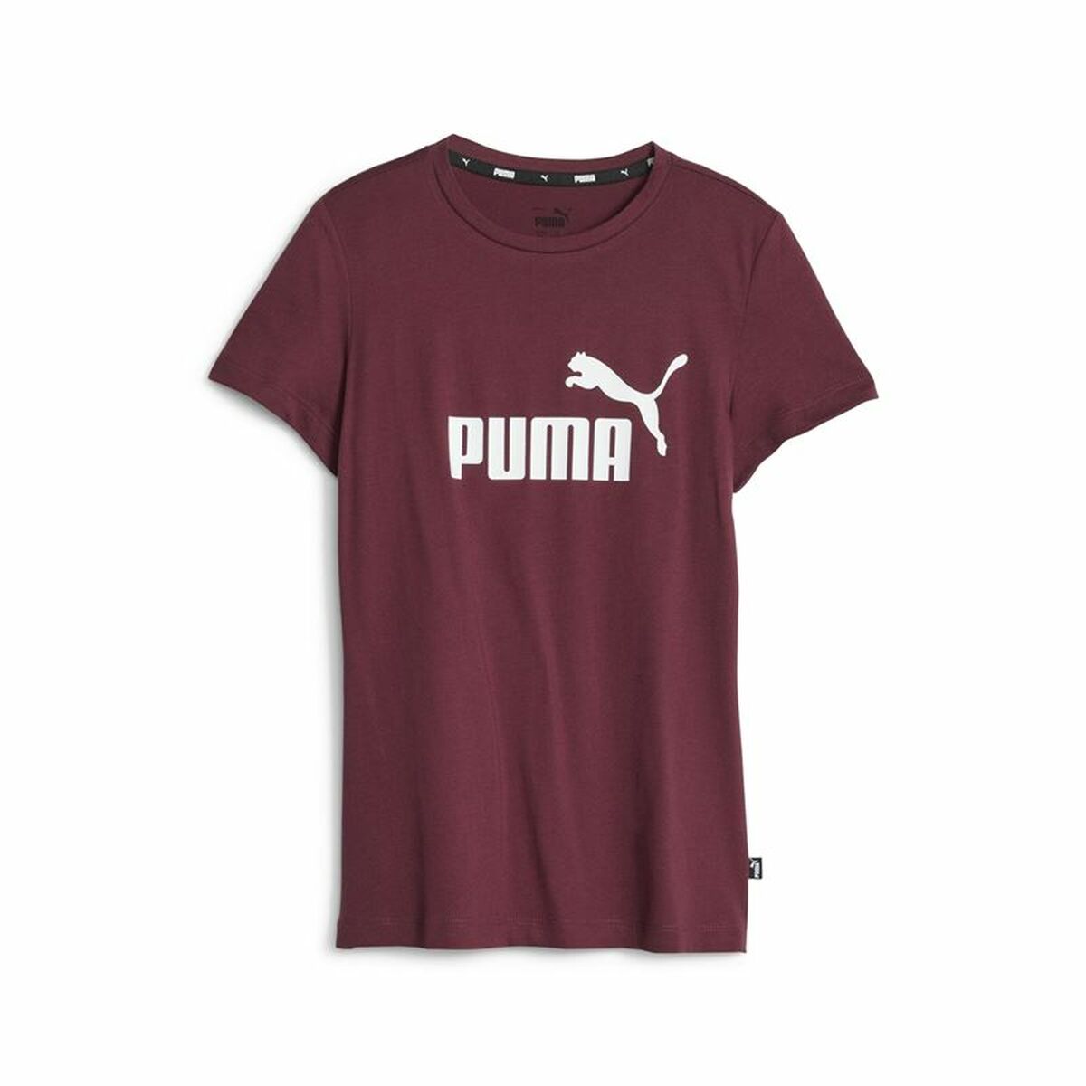 Child's Short Sleeve T-Shirt Puma Ess Logo Maroon 11-12 Years