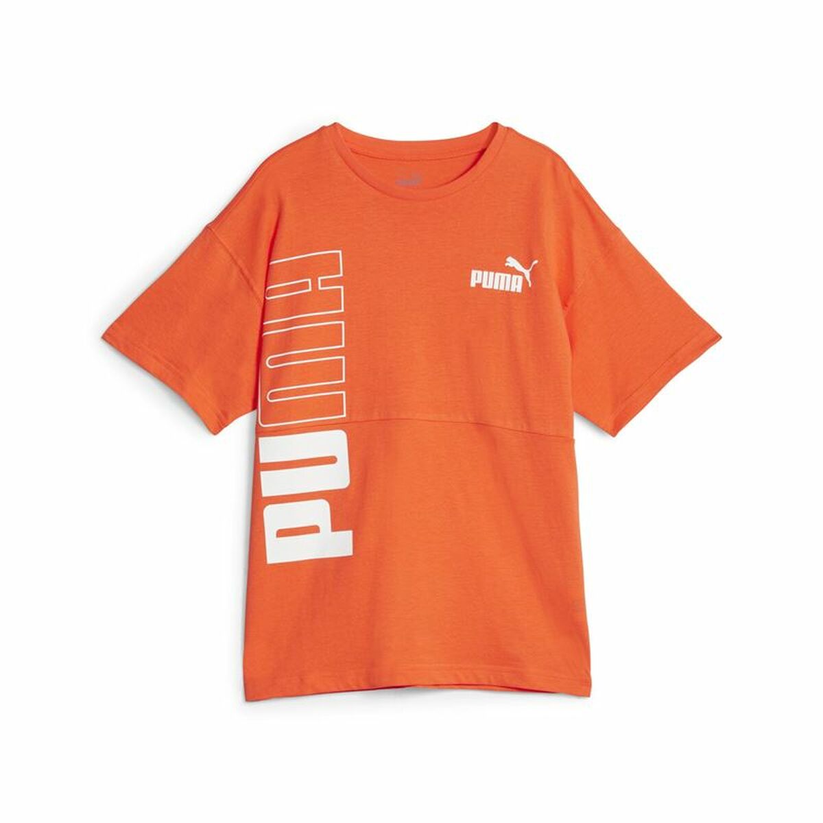 Child's Short Sleeve T-Shirt Puma Power Colorblock Dark Orange 7-8 Years