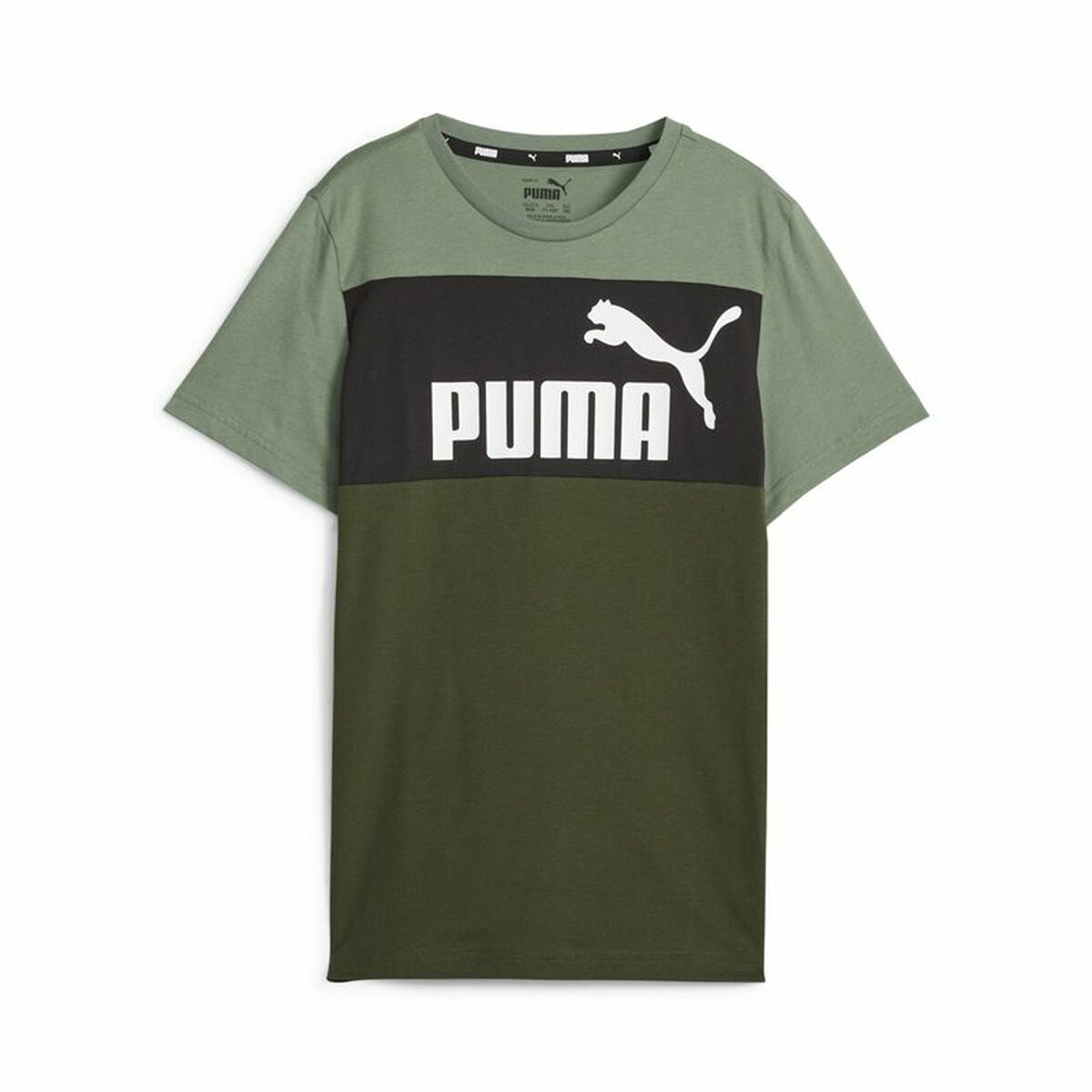 Child's Short Sleeve T-Shirt Puma Ess Block Green 7-8 Years