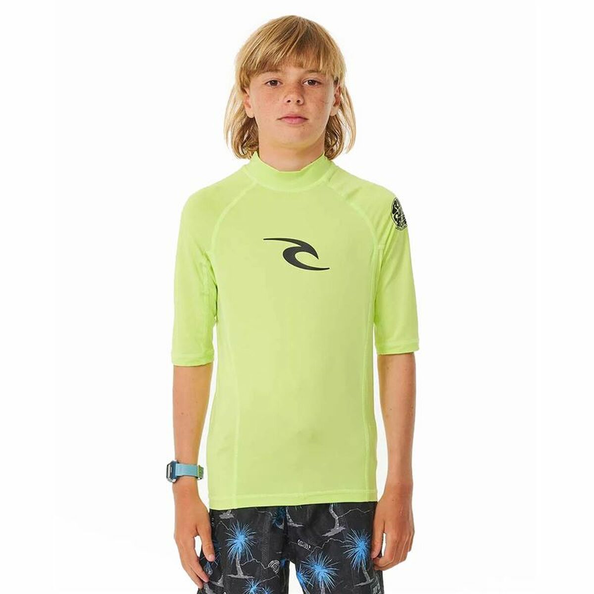 Child's Short Sleeve T-Shirt Rip Curl Wave Upf Lime green 8 Years